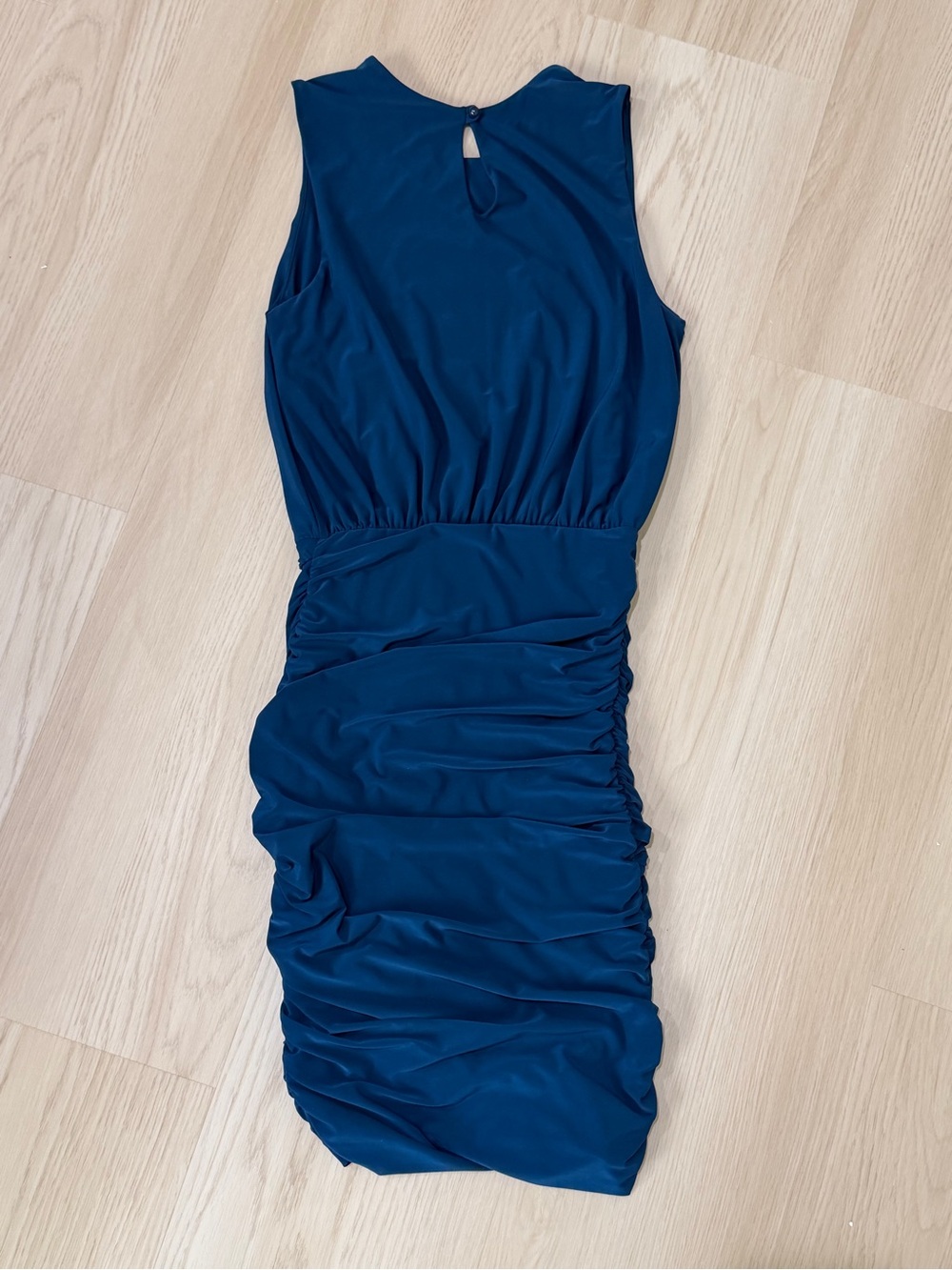 Soprano Navy Sleeveless Ruched Midi Dress - Picture 3 of 3